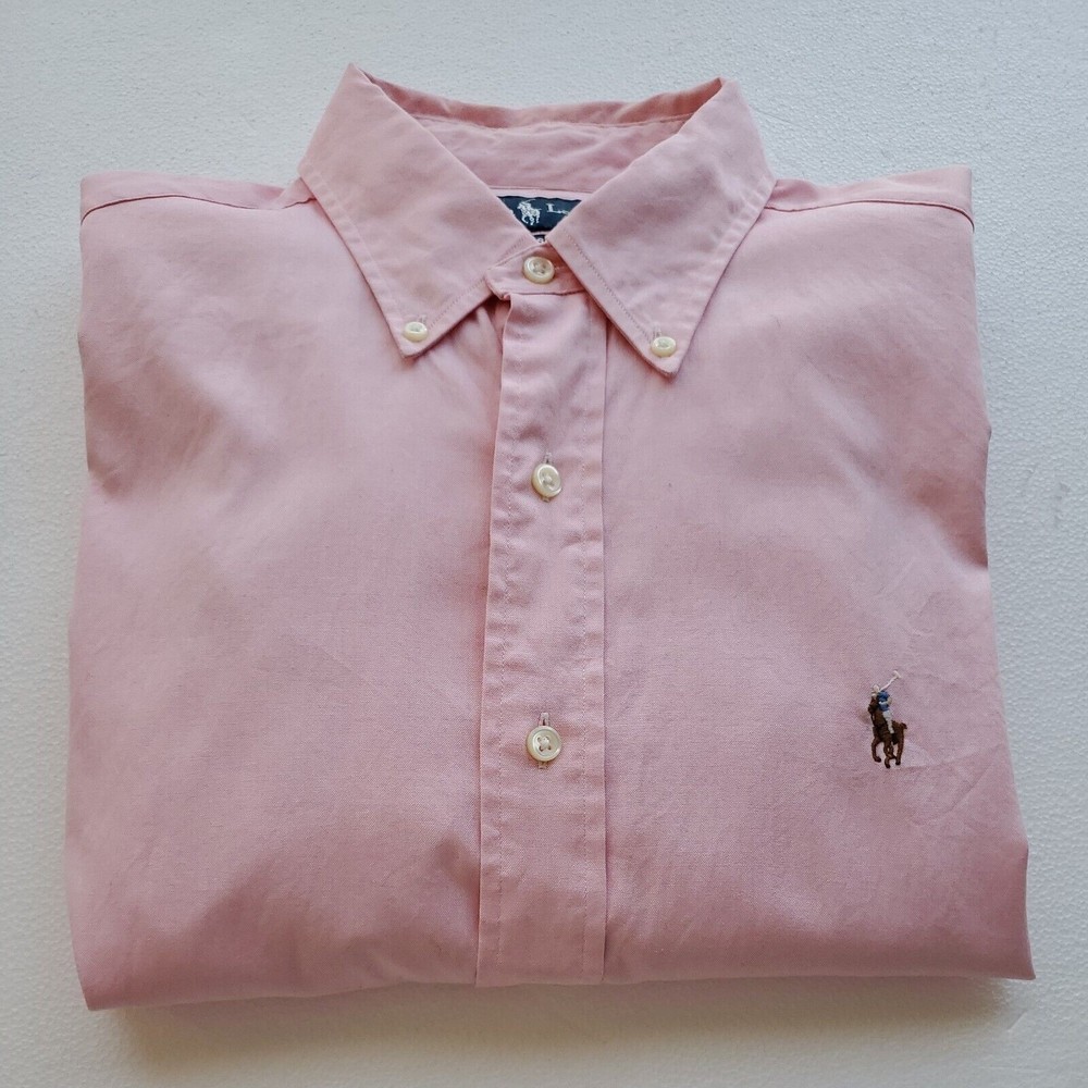 Ralph Lauren Mens Oxford Classic Fit Pink Dress Shirt Size 16 32/33.